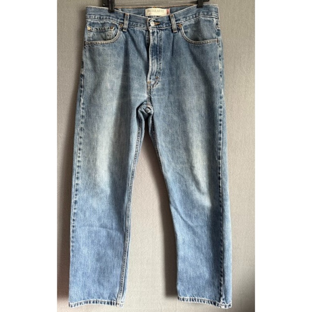 Levis 505 Regular Fit Jeans Men 36x32 Light Blue‎ Denim Y2K Classic Straight Leg